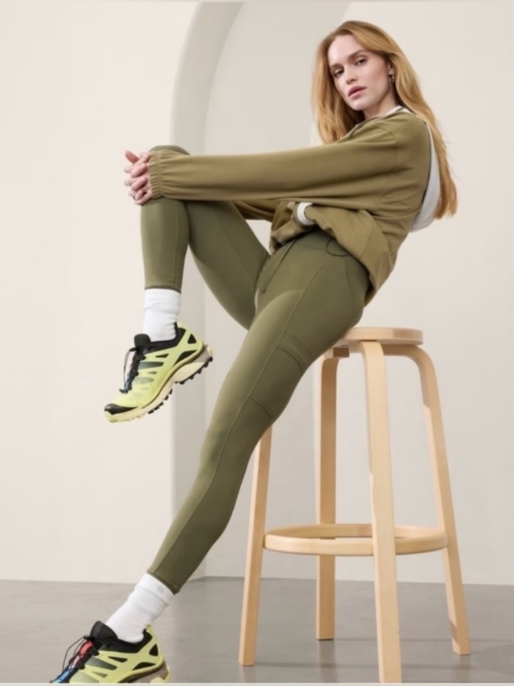 Athleta Salutation Cargo Tight Olive Green NWT